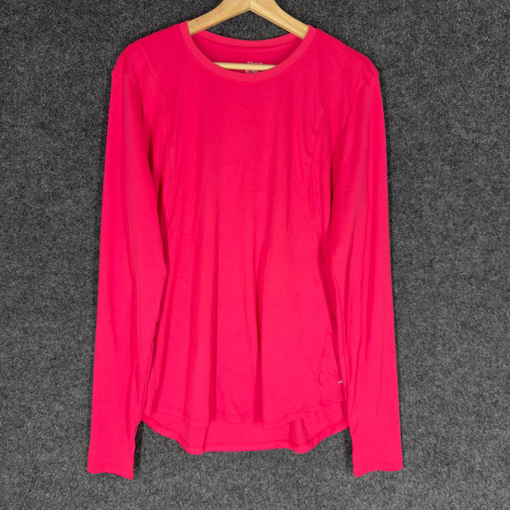 BCG T-Shirt Women XL Pink Long Sleeve Crew Neck Pullover Casual Solid Stretch
